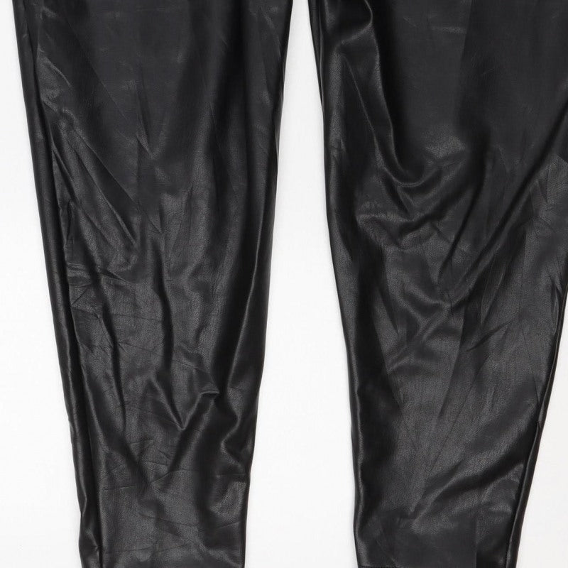 M&S Collection Women’s Black Faux Leather Leggings UK 20 Short