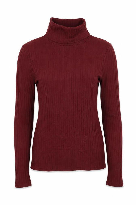 River Island Women Red UK 8 Ribbed Roll Neck Slim Long Sleeve Top