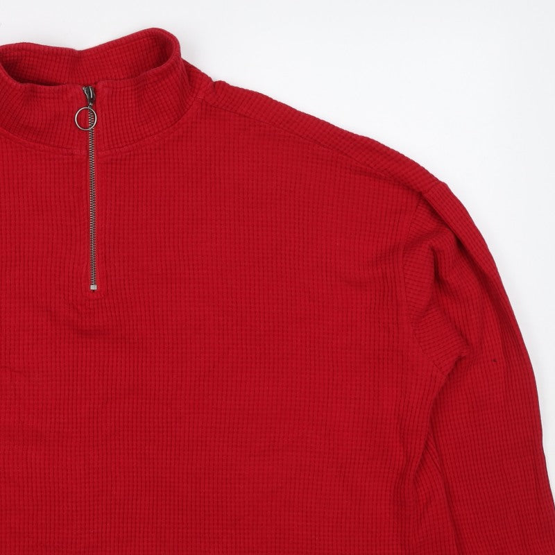 Hollister Women Red L 1/4 Zip High Neck Cotton Sweatshirt
