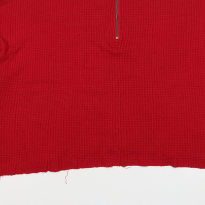 Hollister Women Red L 1/4 Zip High Neck Cotton Sweatshirt