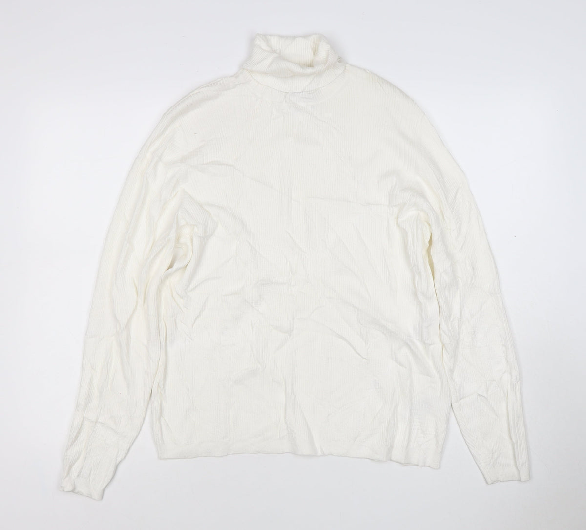 Marks & Spencer Women Ivory Size 20 Roll Neck Rib Knit Jumper