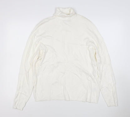 Marks & Spencer Women Ivory Size 20 Roll Neck Rib Knit Jumper