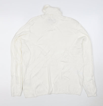 Marks & Spencer Women Ivory Size 20 Roll Neck Rib Knit Jumper