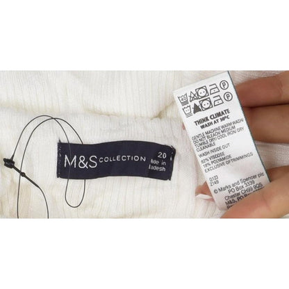 Marks & Spencer Women Ivory Size 20 Roll Neck Rib Knit Jumper