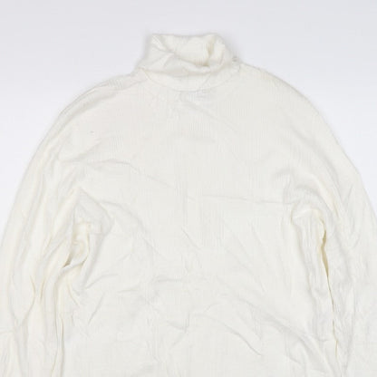 Marks & Spencer Women Ivory Size 20 Roll Neck Rib Knit Jumper