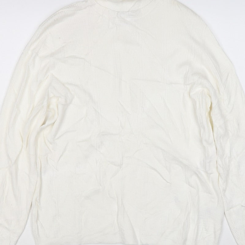 Marks & Spencer Women Ivory Size 20 Roll Neck Rib Knit Jumper