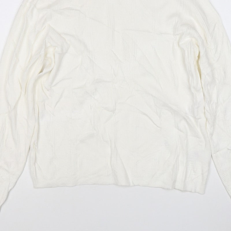Marks & Spencer Women Ivory Size 20 Roll Neck Rib Knit Jumper
