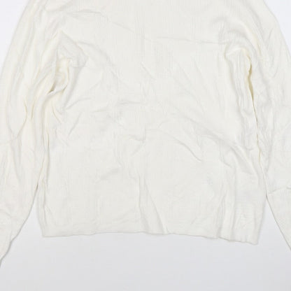 Marks & Spencer Women Ivory Size 20 Roll Neck Rib Knit Jumper