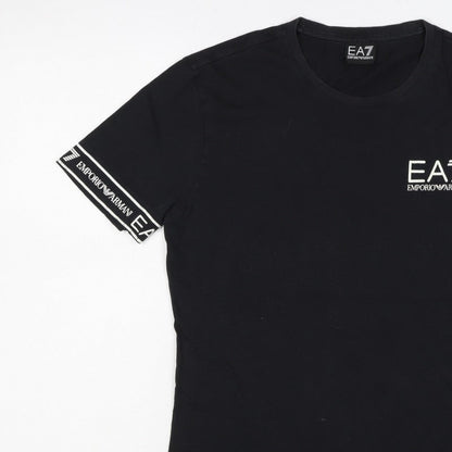 EA7 Emporio Armani Men’s Black S Slim Logo Sleeve T-Shirt