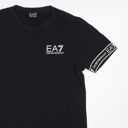 EA7 Emporio Armani Men’s Black S Slim Logo Sleeve T-Shirt