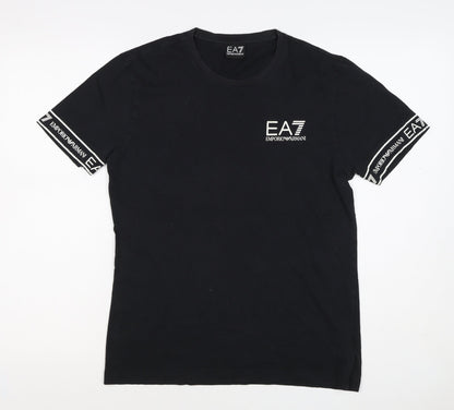 EA7 Emporio Armani Men’s Black S Slim Logo Sleeve T-Shirt