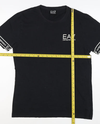 EA7 Emporio Armani Men’s Black S Slim Logo Sleeve T-Shirt