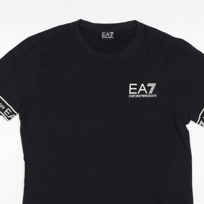 EA7 Emporio Armani Men’s Black S Slim Logo Sleeve T-Shirt