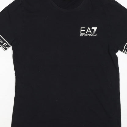 EA7 Emporio Armani Men’s Black S Slim Logo Sleeve T-Shirt