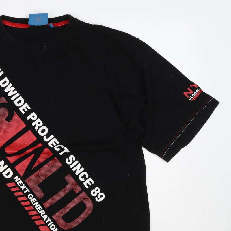 NYC United Men’s Black XL Graphic Print Cotton Crew Neck T-Shirt