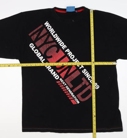 NYC United Men’s Black XL Graphic Print Cotton Crew Neck T-Shirt