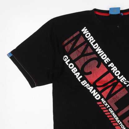 NYC United Men’s Black XL Graphic Print Cotton Crew Neck T-Shirt