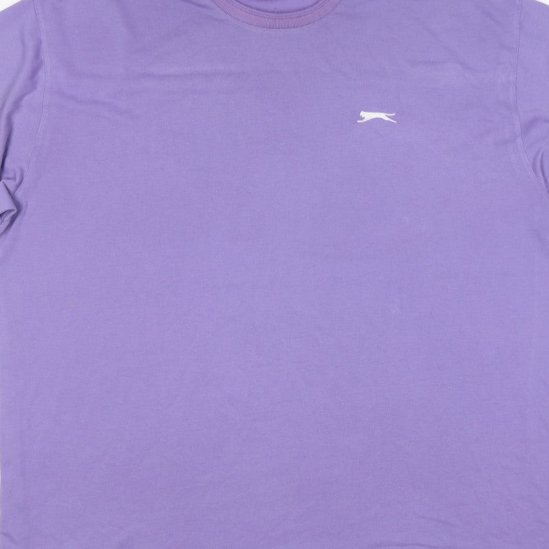 Slazenger Men’s Purple 2XL Crew Neck Logo Short Sleeve T-Shirt