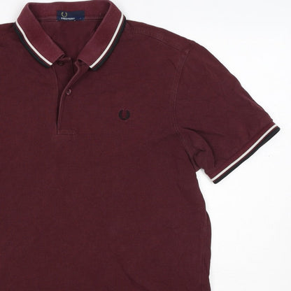 Fred Perry Men’s Burgundy L Cotton Piqué Tipped Short Sleeve Polo Shirt