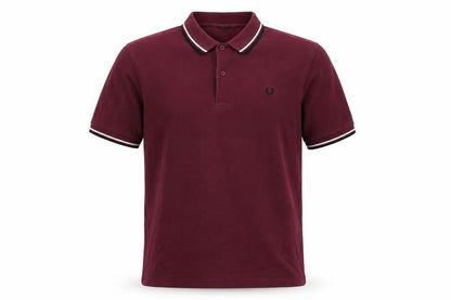 Fred Perry Men’s Burgundy L Cotton Piqué Tipped Short Sleeve Polo Shirt
