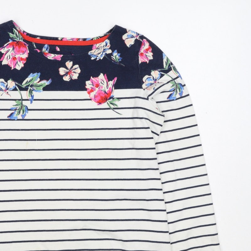 Joules Women Multicoloured UK 10 Floral Stripe Jersey Long Sleeve Top