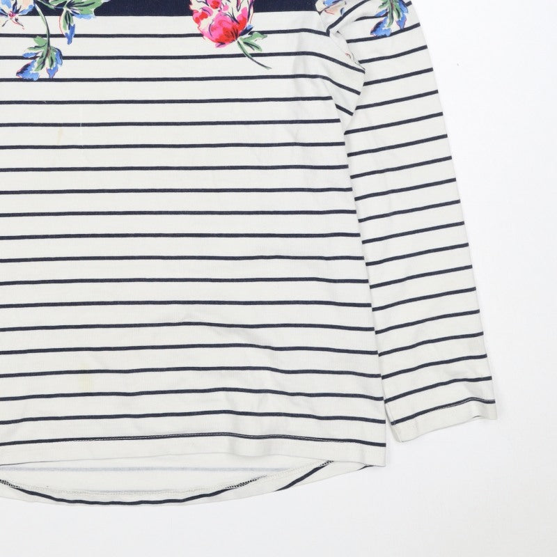 Joules Women Multicoloured UK 10 Floral Stripe Jersey Long Sleeve Top