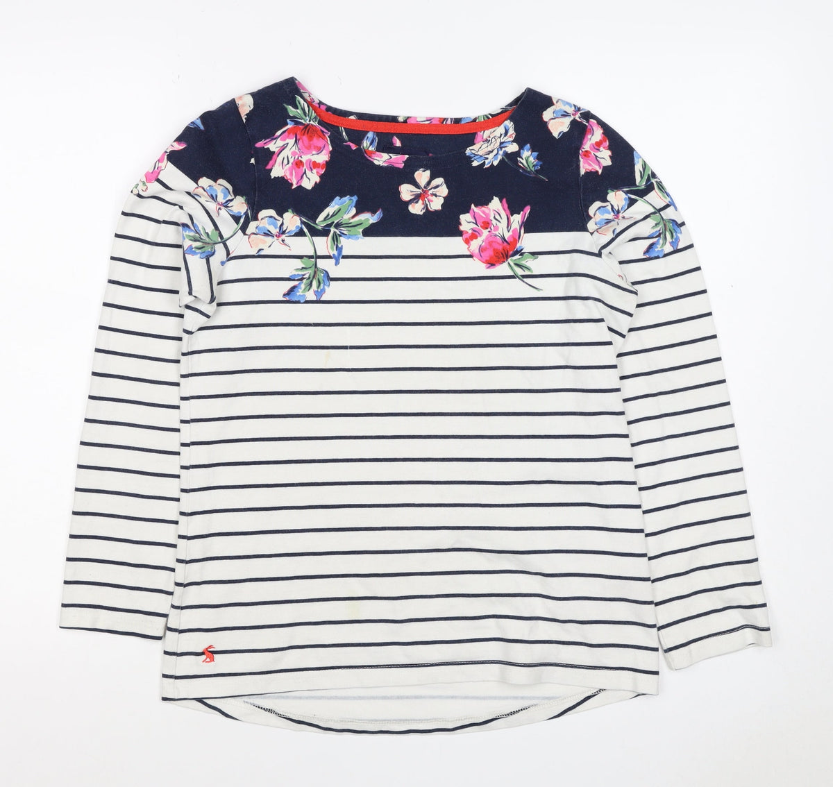 Joules Women Multicoloured UK 10 Floral Stripe Jersey Long Sleeve Top