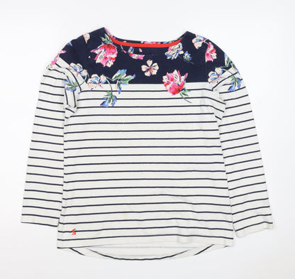 Joules Women Multicoloured UK 10 Floral Stripe Jersey Long Sleeve Top