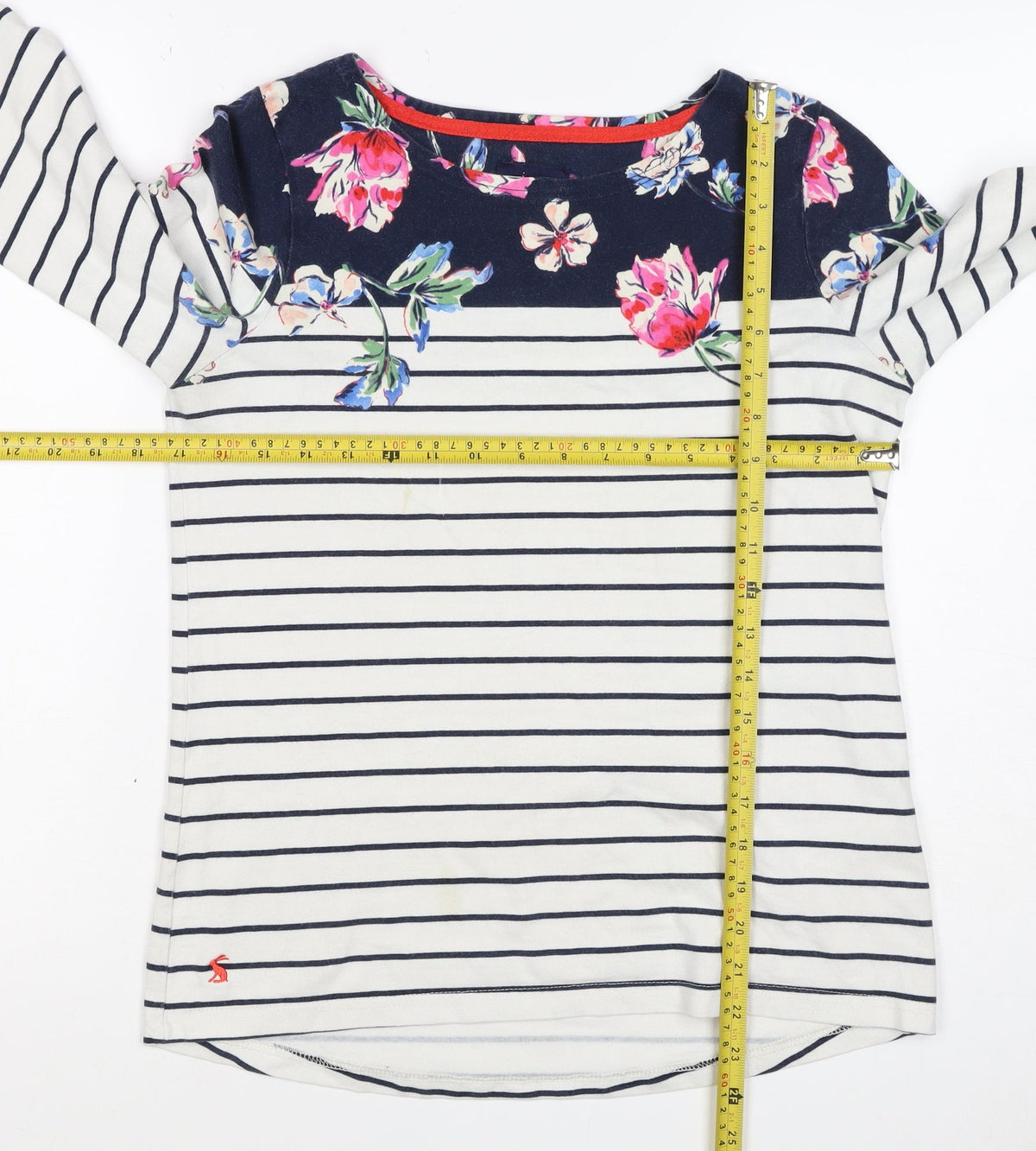 Joules Women Multicoloured UK 10 Floral Stripe Jersey Long Sleeve Top