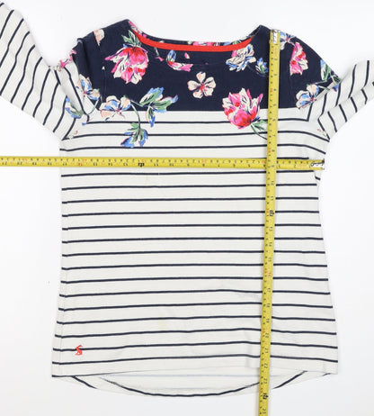 Joules Women Multicoloured UK 10 Floral Stripe Jersey Long Sleeve Top