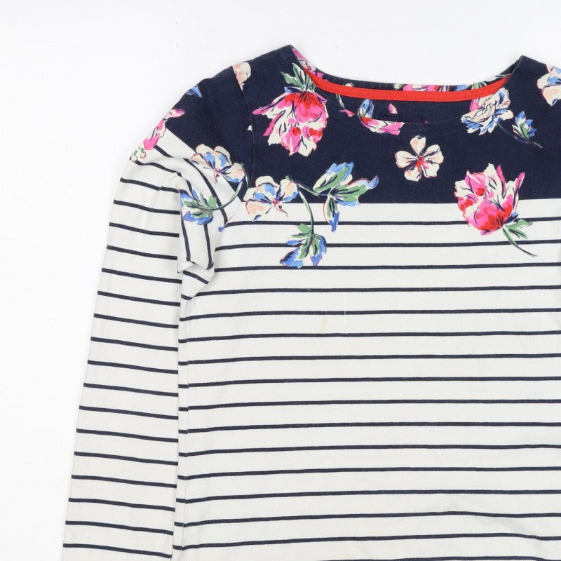 Joules Women Multicoloured UK 10 Floral Stripe Jersey Long Sleeve Top