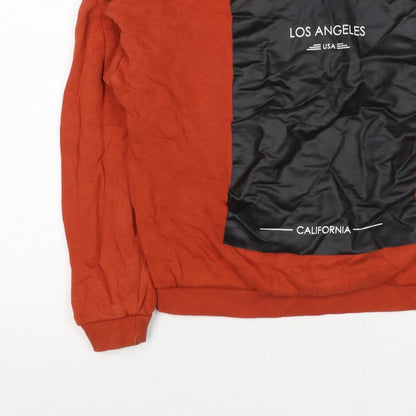 Dondup Womens Orange M Los Angeles Graphic Mock Neck Sweatshirt