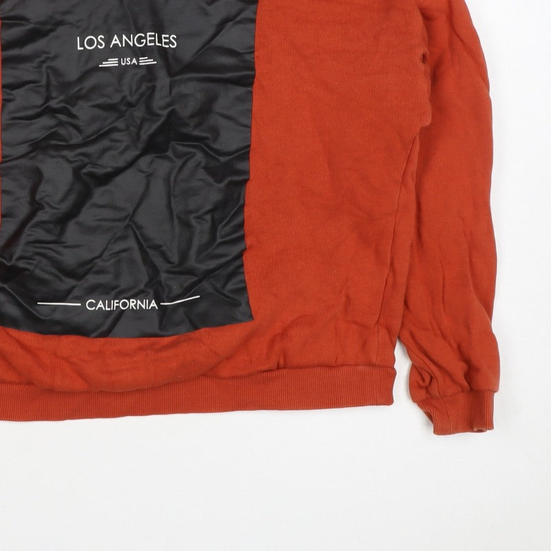 Dondup Womens Orange M Los Angeles Graphic Mock Neck Sweatshirt