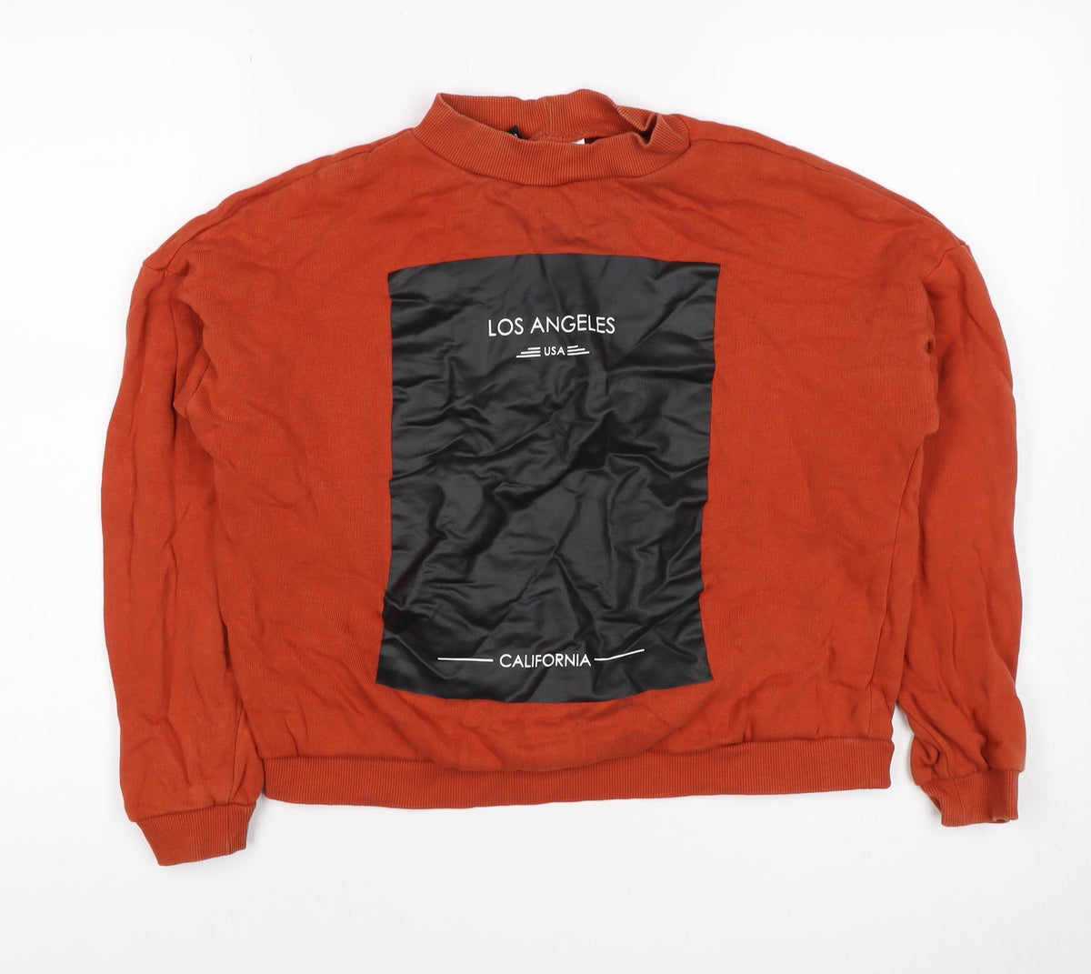 Dondup Womens Orange M Los Angeles Graphic Mock Neck Sweatshirt