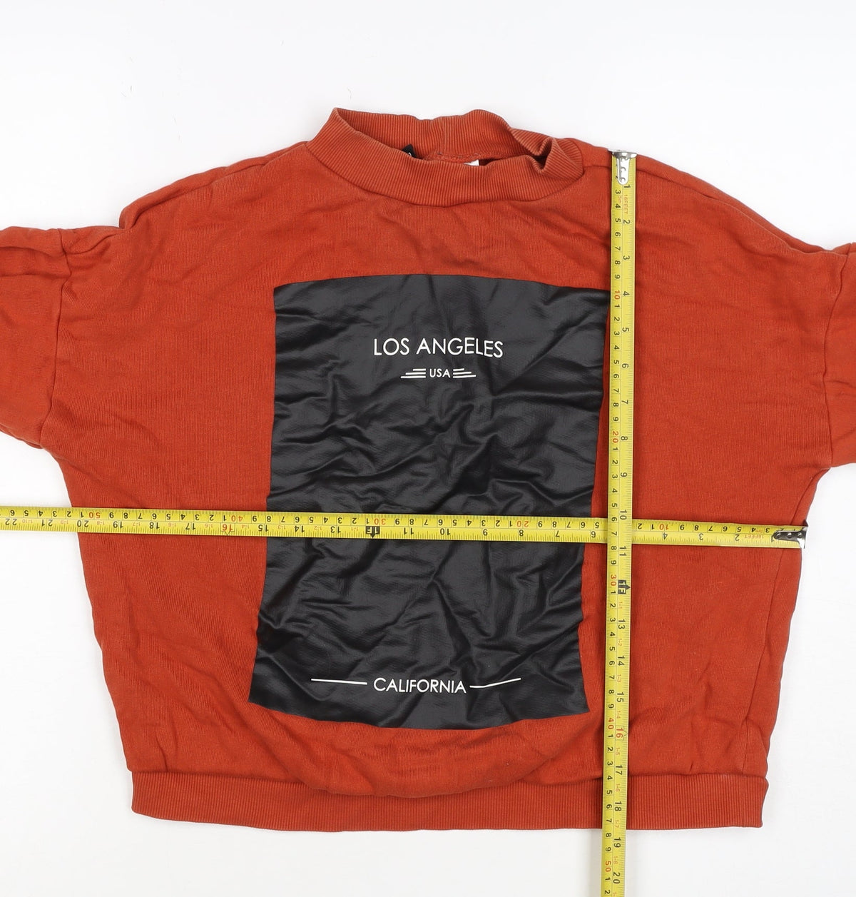 Dondup Womens Orange M Los Angeles Graphic Mock Neck Sweatshirt
