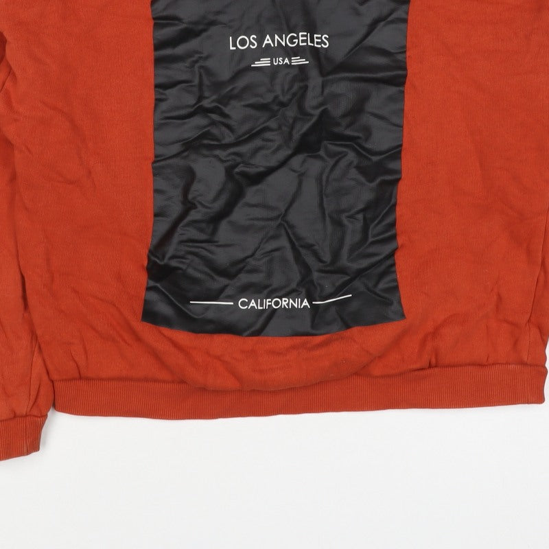 Dondup Womens Orange M Los Angeles Graphic Mock Neck Sweatshirt