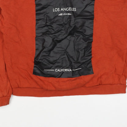 Dondup Womens Orange M Los Angeles Graphic Mock Neck Sweatshirt