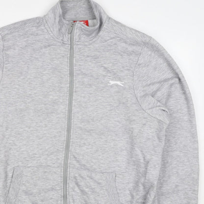 Slazenger Men’s Grey L Full Zip High Neck Logo Sweatshirt