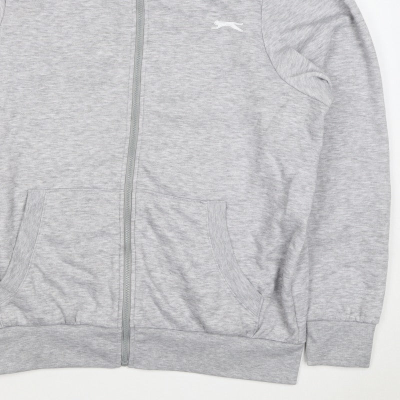 Slazenger Men’s Grey L Full Zip High Neck Logo Sweatshirt