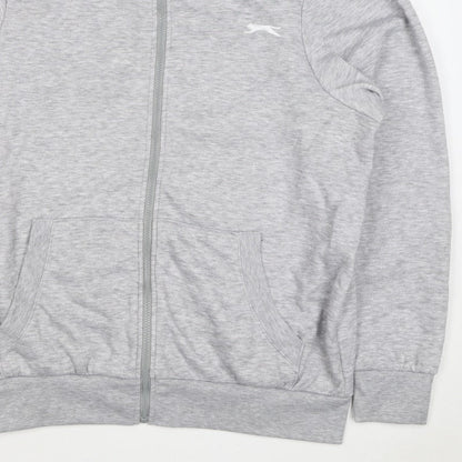 Slazenger Men’s Grey L Full Zip High Neck Logo Sweatshirt