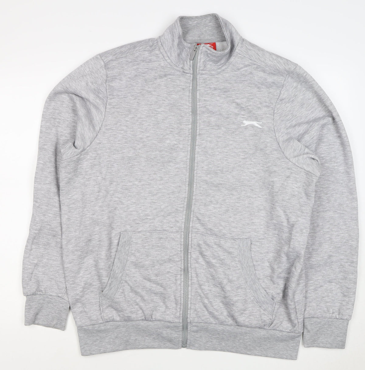 Slazenger Men’s Grey L Full Zip High Neck Logo Sweatshirt
