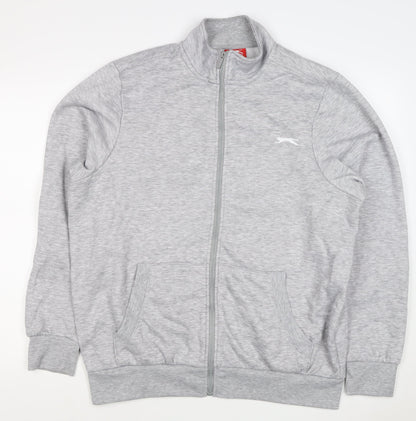 Slazenger Men’s Grey L Full Zip High Neck Logo Sweatshirt