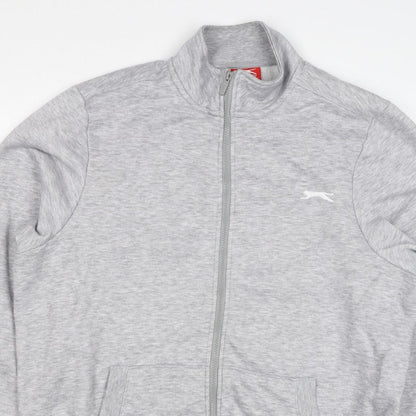 Slazenger Men’s Grey L Full Zip High Neck Logo Sweatshirt