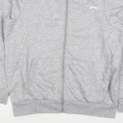 Slazenger Men’s Grey L Full Zip High Neck Logo Sweatshirt