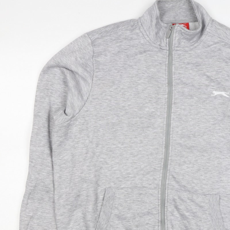Slazenger Men’s Grey L Full Zip High Neck Logo Sweatshirt
