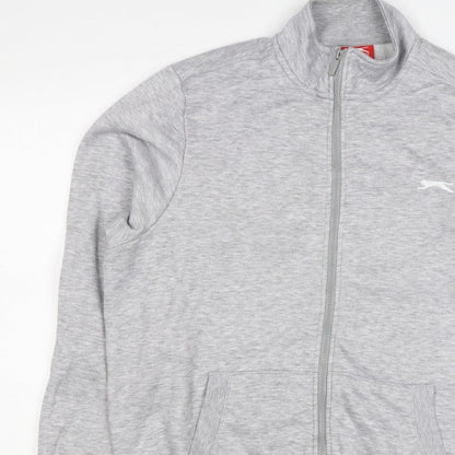 Slazenger Men’s Grey L Full Zip High Neck Logo Sweatshirt