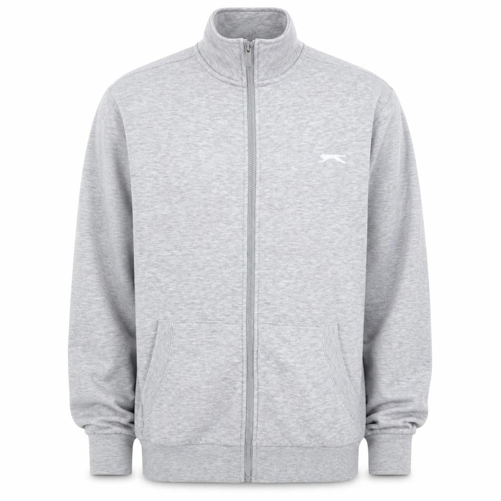 Slazenger Men’s Grey L Full Zip High Neck Logo Sweatshirt