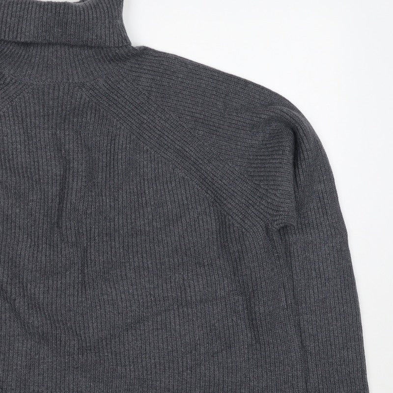 M&S Autograph Unisex Dark Grey L Roll Neck Rib Knit Jumper