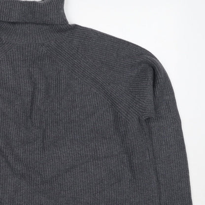 M&S Autograph Unisex Dark Grey L Roll Neck Rib Knit Jumper