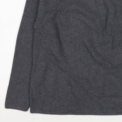 M&S Autograph Unisex Dark Grey L Roll Neck Rib Knit Jumper